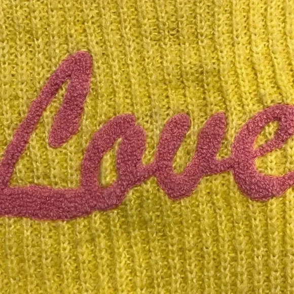George/💰2 FOR $10💰  "Love" yellow knit crew neck sweater/ Size US XL (14-16) - Picture 6 of 11